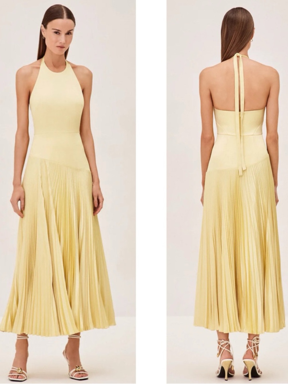 ALEXIS Saab Pleated Drop Waist Yellow Maxi Dress Size XL - Picture 2 of 10